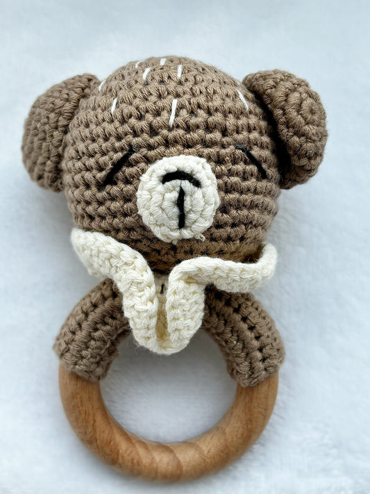 Knitted Bear Crochet Rattle